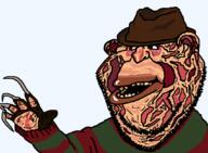 a_nightmare_on_elm_street amerimutt arm big_lips blood burned claw clothes ear fedora freddy_krueger glove gore green_eyes hat horror horror_movie movie open_mouth soyjak stubble subvariant:impish_amerimutt transparent_background variant:impish_soyak_ears white_skin // 1067x785 // 82.7KB
