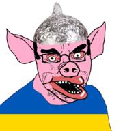 amerimutt bloodshot_eyes clothes ear flag flag:ukraine glasses hair hohol lips merge open_mouth pig pink_skin schizophrenia seething snout soyjak subvariant:chudjak_front teeth tin_foil tinfoil_hat ukraine ukrop variant:chudjak variant:feraljak white_pupils // 981x1032 // 155.0KB