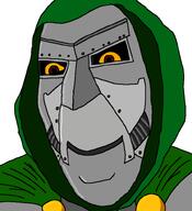brown_eyes doctor_doom hood marvel mask metal smile variant:cobson yellow_sclera // 721x789 // 50.8KB