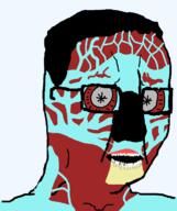 alien blue_skin chud creepy exposed_muscle glasses grey_eyes hair horror monster movie no_nose open_mouth they_live transparent_background variant:chudjak // 645x770 // 38.1KB