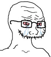 bloodshot_eyes crying glasses no_jaw no_mouth soyjak stubble variant:soyak // 746x825 // 125.9KB