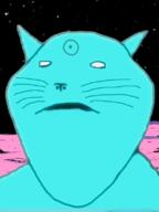 animal artist:hellcat blue blue_skin bright_blue_cat cat cat_ear dc_comics doctor_manhattan ear glowing mars soyjak space subvariant:impish_meowjak variant:impish_soyak_ears watchmen whisker white_eyes // 598x800 // 129.8KB