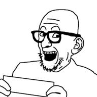 bald glasses holding_object homer_flynn old open_mouth sign soyjak stubble template the_residents variant:flynnjak wrinkles // 676x678 // 26.7KB
