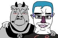 2soyjaks PlutonicClown blue_hair chud doomentio doomposting doomverse friendship furry glasses purple_hair takiline tranny // 834x547 // 20.0KB