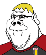 award badge glasses hair nate red_shirt smile soyjak_party stubble transparent_background variant:impish_tony yellow_hair // 500x600 // 33.2KB