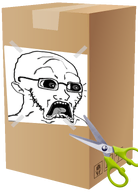 blowjob_machine box ear glasses gloryhole label open_mouth paper scared scissors screaming stubble subvariant:doctos tape variant:soyak // 5741x8000 // 4.2MB