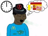 astrofene_(namefag) atheism atheistcuck brown_skin catholicism clock crimeanigger fedora flag:crimean_tatar flag:spain flag:vatican_city glasses mcdonalds meta:namefags rent_free roach small_eyes soyjak spain total_crimeanroach_death turkic variant:soyak // 600x450 // 129.5KB
