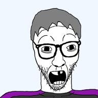 glasses hair open_mouth retarded soyteen stubble variant:casnatus wiki // 800x800 // 18.1KB