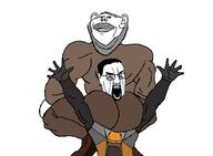 arm ass beard bloodshot_eyes boot broly_culo buff clothes crying ear glove gordon_freeman grey_hair hair half-life half-life_2 hand hev_suit muscles mustache screaming smile squatting strangling stubble suit tear valve variant:chudjak variant:impish_soyak_ears video_game wallace_breen // 1024x750 // 130.0KB