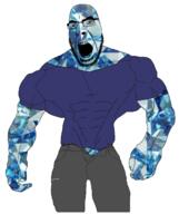 arm aryan blue_shirt clothes gem gem_skin gemerald gemson gigachad glasses grey_pants hair hand muscles open_mouth soyjak stubble teeth tshirt variant:cobson // 1080x1284 // 649.1KB