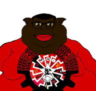 black_hair black_skin closed_mouth communism ear falangism fascism fat flag:jucheism flag:left-communism flag:nazbol flag:nazi-maoism flag:red_brown_alliance flag:strasserism futurism glasses hair hammer_and_sickle juche leftcommunism lips marxism_leninism national_syndicalism nazbol nazi-maoism obese paetelism red_brownism red_lips sonnenrad star_(symbol) strasserism subvariant:branigger variant:brandon yellow_sclera // 1675x1583 // 758.0KB