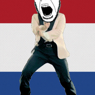 animated country dance flag full_body gangnam_style glasses irl netherlands open_mouth push_pin soyjak sticky stubble variant:cobson // 300x460 // 806.2KB