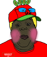 blond blush broot brown_skin cap clothes eyelashes fat glasses hair hat it2gb leaf nate nate_higger's_distant_cousin_(cape_rrackers) red_shirt red_skin series:administ_soyjaks subvariant:hunky_twink_sex_machine tshirt variant:alicia variant:impish_soyak_ears yellow_hair // 592x720 // 77.4KB