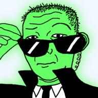 balding closed_mouth clothes ear earpiece glasses glowing glownigger green_skin hair hand necktie raised_eyebrow suit sunglasses trend:glowie variant:kuzjak // 548x548 // 41.3KB