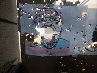 clothes flag glasses irl open_mouth purple_hair soyjak stubble tongue tranny trаnnу variant:bernd yellow_teeth // 2880x2160 // 1.8MB