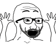 animated arm excited glasses hand hands_up open_mouth shaking soyjak stubble variant:excited_soyjak // 452x371 // 55.2KB