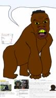 africa angry animal anthropology ape biology black black_skin chimpanzee eidonomy full_body glasses gorilla irl monkey morphology news news_article open_mouth photo red_lips science soyjak speech_bubble speech_bubble_empty stubble subvariant:feralnigger text truth_nuke tyrone variant:feraljak variant:soyak wordswordswords yellow_sclera yellow_teeth // 2668x4718 // 2.2MB