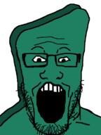 clay glasses green_skin gumby mouth_open open_mouth soy soyjak variant:markiplier_soyjak // 600x800 // 25.9KB
