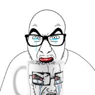 angry blood cannibalism crying eating glasses gore looking_at_you mug open_mouth soyjak stubble variant:slitherjak variant:soyak // 1024x1024 // 158.3KB