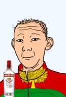 1864 alcohol bottle closed_mouth clothes ear flag flag:lipetsk hair lipetsk_oblast neutral oblast russia smirnoff soyjak text track_suit transparent transparent_background variant:kuzjak vodka white_skin // 810x1192 // 217.8KB