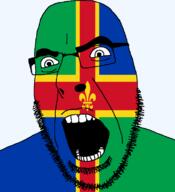 angry british england flag flag:lincolnshire fleur-de-lys glasses hair lincolnshire looking_to_the_left open_mouth soyjak stubble teeth thick_eyebrows united_kingdom variant:cobson // 721x789 // 22.1KB