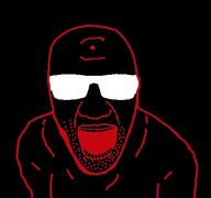 3_eyes black_skin facial_mark faith_the_unholy_trinity forehead_mark glasses open_mouth red_skin soyjak stubble sunglasses third_eye variant:el_perro_rabioso // 427x400 // 70.9KB