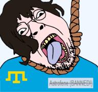 astrofene_(namefag) ban brimmiest_comments_section☣️☣️☣️_do_not_enter☣️☣️☣️ brown_hair crimean_tatar crying flag:crimean_tatar glasses hanging open_mouth rope soyjak stubble suicide tongue variant:bernd white_skin // 1677x1569 // 415.5KB