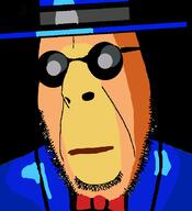 bowtie closed_mouth clothes glasses hat meta:tagme soyjak stubble tagme_character_name variant:cobson // 775x849 // 53.2KB