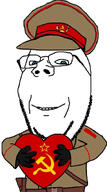 blue_eyes communism double_chin eyes forehead_lines glasses heart holding_heart holding_object military_uniform nose smile soviet_union soyjak stubble subvariant:wholesome_soyjak teeth teeth_showing variant:gapejak wholesome wrinkles // 915x1640 // 571.2KB