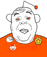antenna bald big_lips closed_mouth double_chin ear eyelashes facial_hair gold lips looking_at_you meta:paint_bucket_fail nose orange_eyes orange_shirt reddit reddit_gold snoo stubble subvariant:hunky_twink_sex_machine variant:alicia wholesome wholesome_100 // 592x720 // 103.5KB