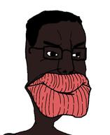 black_skin closed_mouth glasses hair lips soyjak variant:chudjak // 606x740 // 121.3KB