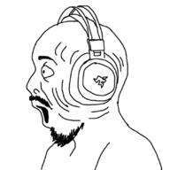 facial_hair headphones mouth_open soyjak wave // 1080x1080 // 238.4KB