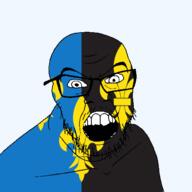 angry british flag flag:monmouthshire fleur-de-lys glasses hair looking_at_you monmouthshire mustache open_mouth scotland soyjak stubble teeth united_kingdom variant:feraljak // 1500x1500 // 157.8KB