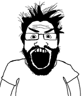 1soyjaks beard body clothes forehead_lines glasses hair messy_hair mouth_open open_mouth series:fusionjaks subvariant:science_lover teeth variant:markiplier_soyjak white_background // 813x950 // 11.7KB