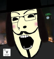 black_eyes blush chemistry clothes element glasses hat mask mustache open_mouth pun soyjak stubble text v_for_vendetta vanadium variant:cobson // 721x789 // 79.5KB