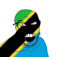 angry country flag glasses jacksepticeye looking_at_you mustache open_mouth soyjak stubble tanzania teeth variant:feraljak youtube // 1500x1500 // 29.4KB