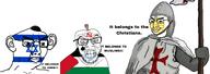 3soyjaks brainlet christianity closed_mouth clothes communism cross crusade crusader ear flag flag:israel flag:kingdom_of_jerusalem flag:palestine hair hammer hammer_and_sickle hat israel jerusalem_cross jews judaism kingdom_of_jerusalem kippah palestine palestinian sickle soyjak spade star_of_david tattoo teeth templar text variant:chudjak variant:feraljak // 3464x1226 // 1.4MB