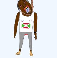 black_skin bloodshot_eyes burundi clothes crying dead flag flag:burundi full_body hair hanging lipstick open_mouth rope sheeeit soyjak stubble suicide tongue tranny variant:bernd yellow_teeth // 988x1000 // 174.3KB