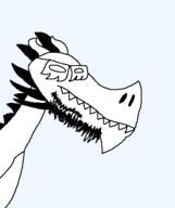 artist:crimsonvoidhydra1488 closed_mouth glasses horn sharp_teeth spike spikes teeth variant:dragonjak // 380x453 // 6.3KB