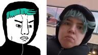 angry blue_hair closed_mouth clothes hair hoodie irl soyjak variant:chudjak // 1037x586 // 51.5KB