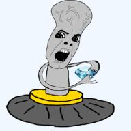 alien arm big_brain gem grey_alien grey_skin hand holding_gem holding_object open_mouth soyjak ufo variant:cobson // 1500x1500 // 284.1KB