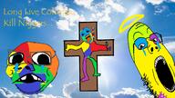 3soyjaks ack arm baby colorful cross crying deformed frown full_body glasses halo hand heaven irl_background leg mustache nigger oh_my_god_she_is_so_attractive open_mouth rope sky soyjak stubble subvariant:jerome subvariant:nathaniel text tongue variant:alicia variant:gapejak variant:its_out_get_in_here // 1600x898 // 1.2MB