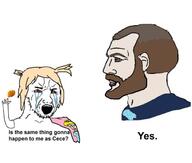 bloodshot_eyes cece child chris_watts clothes crying female hair mustache nordic_chad open_mouth soyjak stubble text tv_(4chan) variant:soyak yellow_hair // 660x562 // 42.2KB