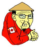 armband asian balding buck_teeth china chinksectoid ear eyebrows flag:canada glasses goatee happy_merchant mustache nas:merchant red_shirt rice_hat smug soyjak subvariant:soyak_(smug) variant:soyak white_background wrinkles yellow_skin yellow_teeth // 501x581 // 15.7KB