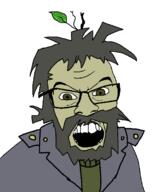 angry beard branch brown_eyes cartoon character glasses invader_zim jacket jacksepticeye leaf looking_at_you mustache open_mouth soyjak stick stubble teeth turtleneck variant:feraljak youtube // 1361x1696 // 49.5KB