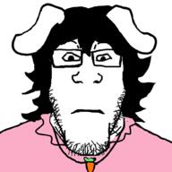 anime carrot closed_mouth glasses inaba_tewi necklace neutral rabbit_ears soyjak stubble subvariant:neutralplier touhou variant:markiplier_soyjak video_game // 1000x1000 // 264.9KB