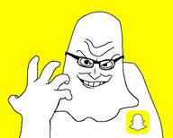 app ghost glasses grin hand logo snapchat variant:syndromejak white_skin yellow_background // 557x446 // 74.2KB