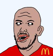 amerimutt bald clothes ear mcdonalds moustache mutt mutt_lips no_glasses red_lips red_shirt stubble tan_skin variant:scientolojak // 626x662 // 13.5KB