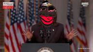 bloodshot_eyes brown_skin clothes concession crying distorted flag flag:united_states full_body glasses hair harriswalz jartypresident kamala_harris nigger president shitskin soyjak speech star_(symbol) subvariant:chudjak_front subvariant:jartycuck suit text trend:jartycuck trend:slopjak variant:chudjak // 1280x720, 13.9s // 11.7MB
