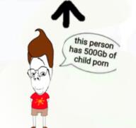 arm arrow big_head brown_hair child child_sexual_abuse_material closed_mouth clothes eyebrows full_body glasses hair jimmy_neutron khaki_shorts red_shirt shoe shorts smile soyjak speech_bubble stubble subvariant:rand subvariant:wholesome_soyjak text tshirt variant:gapejak white_background // 325x307 // 59.6KB